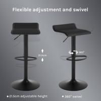 Taburetes de Cocina Giratorios 360° Altura Ajustable con Reposapiés Taburetes Altos con Asiento PVC para Comedor, Salón y Cafetería Negro+Negro - details 5