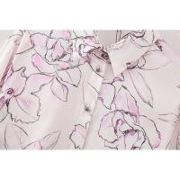 BUNO-blusa de satén para mujer, Tops con estampado Floral, cuello vuelto, camisa de una sola botonadura, camisas holgadas elegantes de manga larga a la moda - details 3