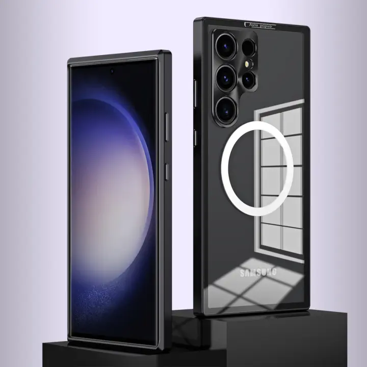 Funda de Teléfono Portátil Elegante de Aleación de Aluminio IAOOPOO para Samsung Galaxy S23 S22 Ultra Protector de Cámara con Carga Inalámbrica Compatible con Productos Inteligentes - 1
