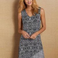 Vestido femenino informal de playa holgado con dobladillo ancho y cuello en V sin mangas estilo bohemio Vintage con estampado geométrico para mujer - details 13