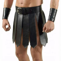 Falda de cinturón de batalla de gladiador de la legión romana antigua para hombres y mujeres, vestido de armadura de cuero PU Steampunk, traje de Cosplay de LARP griego Medieval - details 1