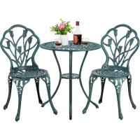 Conjunto de Mesa y Sillas Exterior Juego de Muebles de Aluminio para Jardín Balcón Terraza Blanco,44x44x85,5cm - details 17