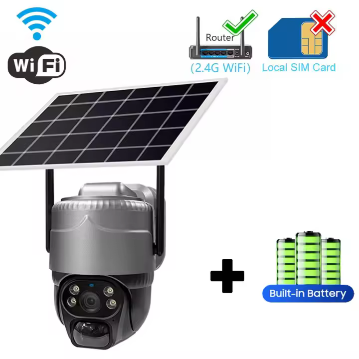 Cámara de Vigilancia Alimentada por Energía Solar Detección de Movimiento PIR Monitoreo Inalámbrico - 1