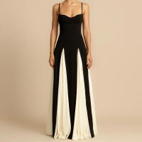 BUNO-Vestidos largos elegantes con espalda descubierta y cuello bajo para mujer, vestidos sexys sin mangas en negro y blanco, vestidos largos ajustados, novedad de 2025, batas de noche elegantes - details 9