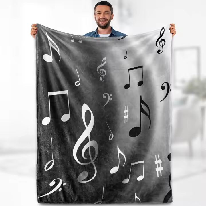 Manta Suave de Vellón con Notas de Música Tema Abstracto para Mujeres Ideal para Profesores, Adultos, Niños Regalo Ligero para Cumpleaños, Navidad - 1