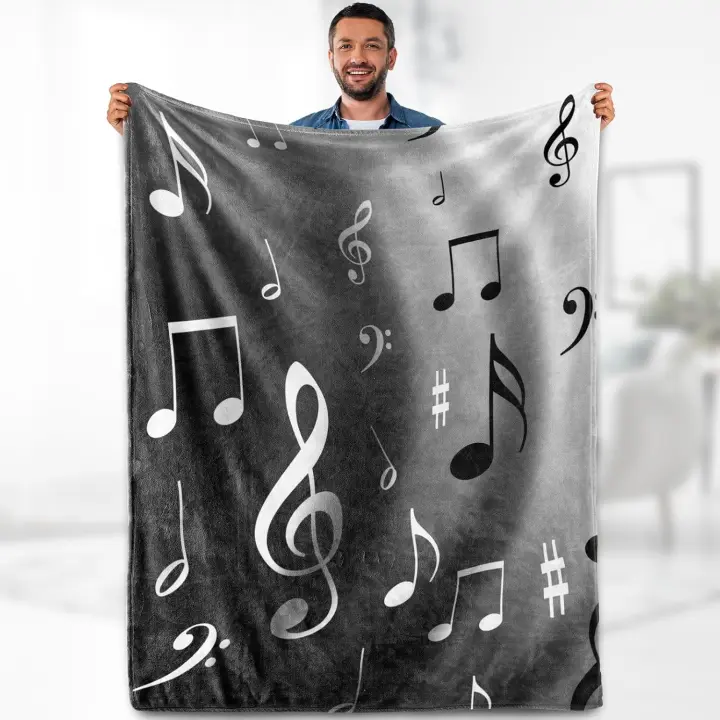 Manta Suave de Vellón con Notas de Música Tema Abstracto para Mujeres Ideal para Profesores, Adultos, Niños Regalo Ligero para Cumpleaños, Navidad - 1