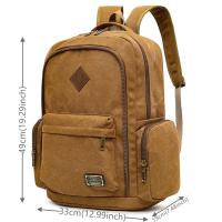 Mochila de lona de moda para hombre, bolso escolar informal Retro, Asa superior y gran capacidad, mochila d - details 1