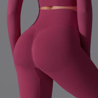 Pantalones deportivos lisos para mujer con elevación, ropa de yoga, leggings de gimnasio, entrenamiento para mujer, leggings sin costuras para mujer - details 9
