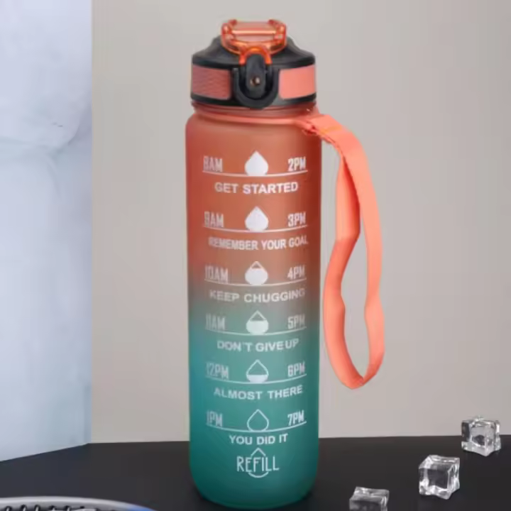 Venta caliente taza de agua cambio gradual deportes moda simple fitness al aire libre con cuerda graduada taza de paja de gran capacidad - 1