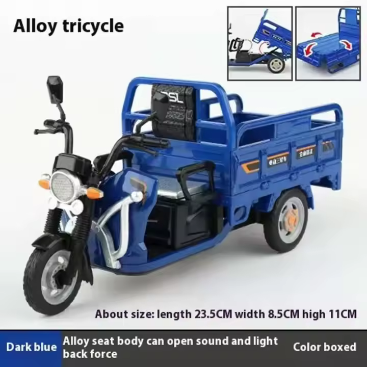 Triciclo Eléctrico de Aleación Modelo de Juguete de Tamaño Real 1:12 con Sonido y Luz - 1