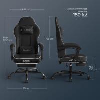 Silla de Oficina de Metal con Respaldar y Soporte Lumbar Asiento Amplio y Lleno de Cojín, Diseño de Malla Gris, GS11gr - details 28