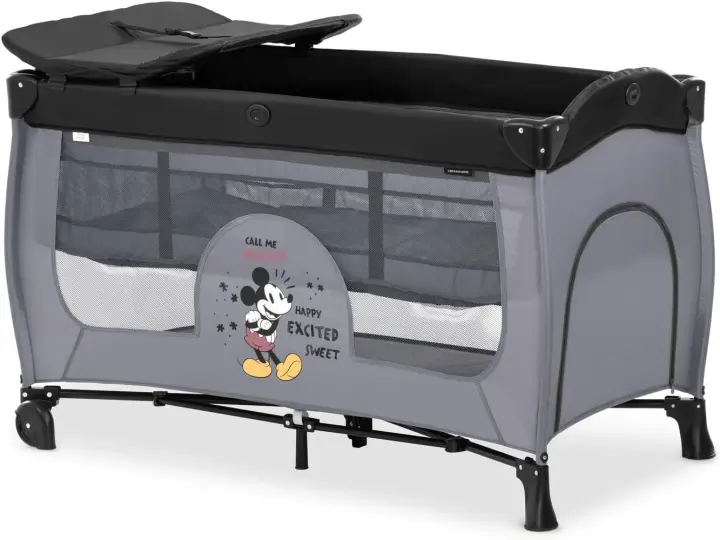 Cuna de Viaje de Dos Alturas con Cambiador Parque Infantil Bebe 120x60 cm Cuna Bebe en Gris Teddy - 1