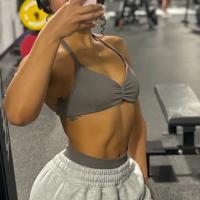 Sujetador de tiras sin logotipo para mujer, Sujetador deportivo con espalda descubierta y cuello Halter, Top corto de gimnasia sin costuras, soporte ligero para entrenamiento, Top de Yoga - details 7
