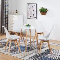 Pack de 4 Sillas Comedor Nórdicas, Sillas de Cocina Nórdicas con Patas de Madera Maciza de Haya, con Respaldo Ergonómico, Asiento Acolchado y Tapizado, Blanco - details 5
