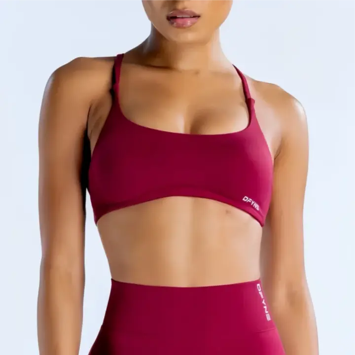 Sujetador trasero dinámico torcido con logotipo para mujer, Top de Yoga sin costuras,Top corto acolchado de soporte medio para - 1