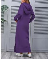 Vestido de Midi para Mujer con Capucha Moda 2025, Tejido Mixto, Estilo Informal, Suelto, Sudadera - details 16