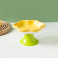 Cuenco de cerámica para gatos con diseño de flores con soporte, cuenco de base alta para mascotas, contenedor alimentador antideslizante de gran capacidad para beber gatos - details 11