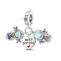 Pulsera de plata de dos tonos con colgante triple celestial de cuentas en forma de corazón para la fabricación de joyas - details 24