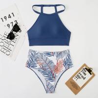 Bikini Sexy para mujer, traje de baño de cuello alto, traje de baño femenino de dos piezas, conjunto de Bikinis de cintura alta, ropa de playa para traje de baño 2024 - details 10