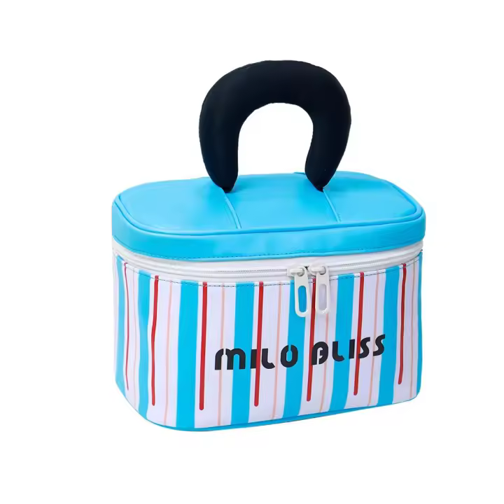 Bolsa de almacenamiento de cosméticos creativa para regalo INS con asa, bolsa de maquillaje de mano, estuche de cosméticos portátil de colores combinados para mujer - 1