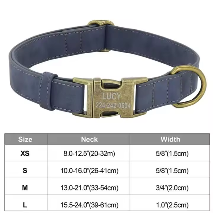 Perro personalizado Cuero PU, Collar de Perro personalizado, Collares mascotas grabado Free para Perros Pequeños, medianos - 1