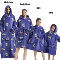 Sudaderas con capucha de gran tamaño para niños y mujeres, sudaderas con capucha de Panda, oso, aguacate, León, dibujos animados, Halloween, familia, mantas largas de TV, invierno, nuevo - details 7