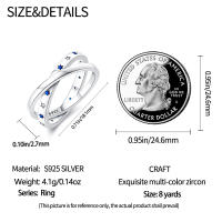 Anillos de circonia cúbica para mujer, Plata de Ley 2024 925 auténtica, cielo estrellado, amor, joyería de compromiso de boda, regalo de cumpleaños - details 9