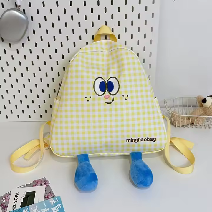 estudiante, clase, niña, cuadros, dibujos animados, mochila, bolso de hombro, retro, bolso escolar, lindo - 1