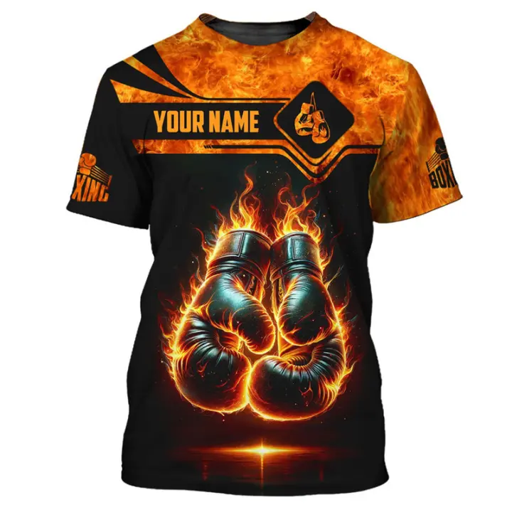Camiseta de boxeo con nombre personalizado, ropa para hombre, camisetas con patrón de lucha genial, camiseta deportiva con estampado 3D de personalidad - 1