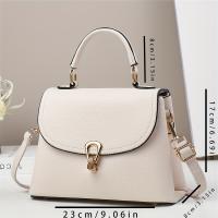Bolso de mano estilo minimalista Cocogigi - Beige, correa ajustable, cierre de cremallera, forro de poliéster, detalle de pintura en los bordes, perfecto para desplazamientos y uso diario, bolso de uso diario |   Bolso minimalista |   Bolsa con correa aju - details 2