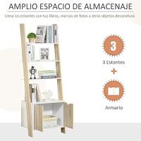 Estantería de Madera Nórdica Moderna 3 Estantes y 1 Armario Diseño de Escalera 60x40x171 cm - details 4