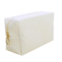 Bolso De Maquillaje Para Viaje Organizador De Cosméticos De Corduroy Para Mujeres Estuche De Belleza Portátil De Cierre De Cremallera - details 28