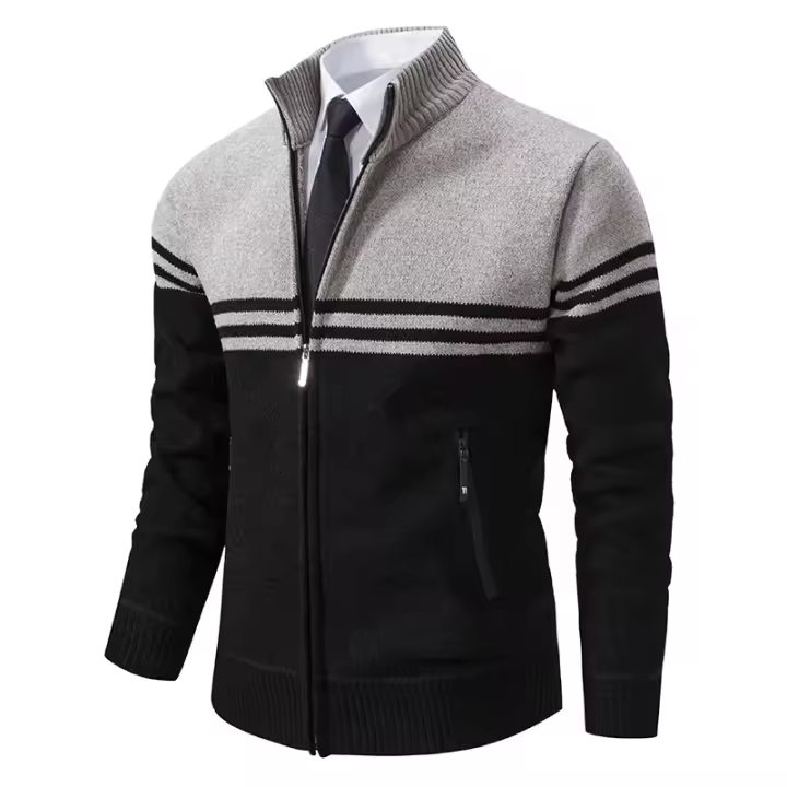 Sudadera con capucha de punto forrada para otoño/invierno, chaqueta tipo suéter informal, ropa para hombre - 1