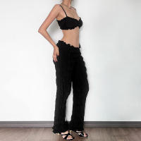 BUNO-Chándal de verano para mujer, Tops cortos deportivos informales sexis sin mangas + Leggings fruncidos de cintura alta, ropa de calle firme a juego - details 7