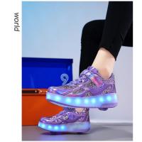 Zapatos de patín de 2 ruedas para mujer, zapatos de tendencia para niña con LED retráctil, zapatillas informales de doble propósito con ruedas - details 11