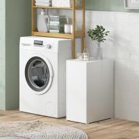 Armario de baño estrecho con cajón deslizante y ruedas, mueble de baño con 3 compartimentos, mueble auxiliar para espacios pequeños, 47x30x66,5 cm, blanco - details 5