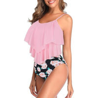 Sexy con volantes con cintura alta y cojín en el pecho, traje de baño dividido en bikini para mujer - details 13