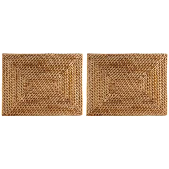 Manteles Individuales de ratán antideslizantes para mesa de comedor, tapetes tejidos resistentes al calor, aislamiento, resistentes al calor, 2 piezas - 1