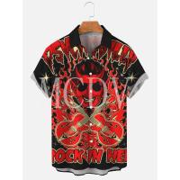 Camisa de manga corta hawaiana transpirable informal con estampado Rockabilly Vintage Rocker Rock N Roll para hombre - details 6
