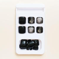 Lentejuelas doradas negras para mujeres y niñas, uñas postizas grandes y elegantes manchadas, manicura DIY - details 4