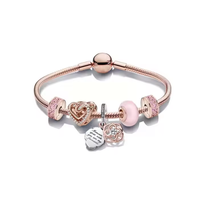 Pulsera Hueco Galaxia, Colección Oro Rosa, Colección Daisy, Regalo De Cumpleaños, Regalo De San Valentín. - 1