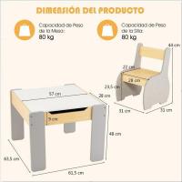 Juego de mesa y silla infantil 4 en 1, mesa infantil de madera con 2 sillas, manualidades, dibujo, lectura, mesa infantil con almacenamiento, pizarra desmontable para guardería (verde) - details 13