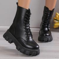 Botas informales con cordones para mujer, botines martin planos a la moda - details 7