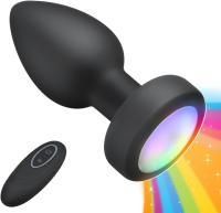 Tapón Anal Vibratorio de Silicona con Base Luminosa, Control Remoto Inalámbrico, Tapón Anal Recargable, Masajeador Anal, Estimulación del Ano del Punto G para Juegos de Cama de Placer para Hombre y Mujer - details 0