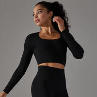 Nessaj-camisas de yoga sin costuras para mujer, top corto de manga larga, ropa deportiva para yoga, fitness, gimnasio, entrenamiento, correr - details 12