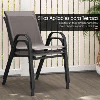 4 Sillas de Exterior, Silla de Comedor Apilable con Marco de Acero con Reposabrazos y Respaldo, 56 x 70 x 84 cm - details 5