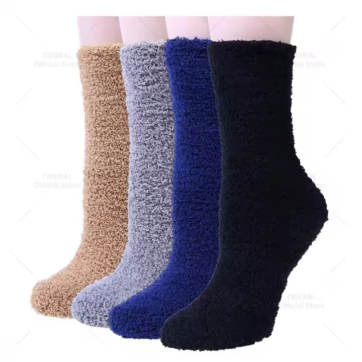 Calcetines gruesos cálidos para mujer, suaves y esponjosos, a la moda, para el hogar, 4 pares, 715 - 1