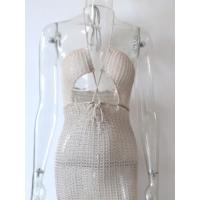Vestido de Playa de Punto con Cordones de Verano Vestido Maxi de Crochet Metálico para Mujeres - details 5