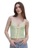 Top Corto de Encaje con Cintura Ajustada Cuello en V, Sin Mangas, Top de Tanque Retro Y2K para Mujer en Verano - details 2