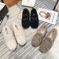 Zapatos planos con lazo para mujer, mocasines de lana rizada con forro de piel de algodón, botas de borreguito, Invierno - details 4